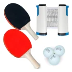 Kit 2 Raquete Tenis De Mesa Ping Pong Lisa Rede Retratil Pro Cor Vermelho/preto