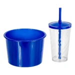 Kit 20 Copos Twister 500ml + 20 Baldes Pipoca 1,5l - Cinema Cor Azul Royal e Vermelho