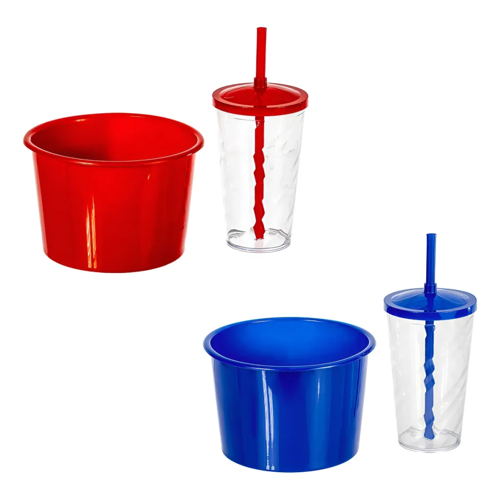 Kit 20 Copos Twister 500ml + 20 Baldes Pipoca 1,5l - Cinema Cor Azul Royal e Vermelho Kit 20 Copos Twister 500ml + 20 Baldes Pipoca 1,5l - Cinema Cor Azul Royal e Vermelho