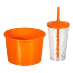 Kit 20 Copos Twister 500ml + 20 Baldes Pipoca 1,5l - Cinema Cor Laranja