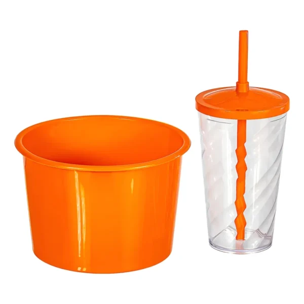 Kit 20 Copos Twister 500ml + 20 Baldes Pipoca 1,5l - Cinema Cor Laranja