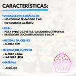 Copinho Tacinha Acrílico 25ml Brigadeiro De Colher Kit 200