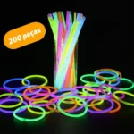 Kit 200 Pulseiras Neon Festa Balada Brilho Fluorescente Led