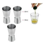 Kit 3 Dosador Duplo Inox 30ml / 60ml Medidor Bebidas Drinks