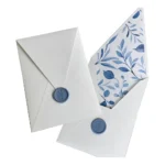 Kit 30 Envelopes Bico + Forro + Lacres De Cera Azul Serenity