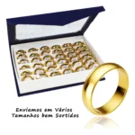 Kit 36 Anel Aliança Atacado Barato Aço 6mm Casamento Noivado