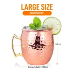 Kit 4 Canecas Moscow Mule + 4 Canudos + Dosador Cobre
