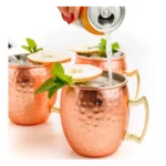 Kit 4 Canecas Moscow Mule + 4 Canudos + Dosador Cobre