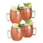 Kit 4 Canecas Moscow Mule Em Cobre Puro Martelada 500 Ml Impermeabilizada