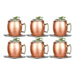 Kit 6 Canecas Moscow Mule Cobre 500 Ml Marteladas Laqueadas