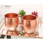 Kit 6 Canecas Moscow Mule Cobre 500 Ml Marteladas Laqueadas