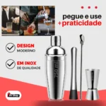 Kit Bar Coqueteleira 750ml Socador Dosador Drinks Bailarina
