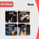 Kit Bar Coqueteleira 750ml Socador Dosador Drinks Bailarina