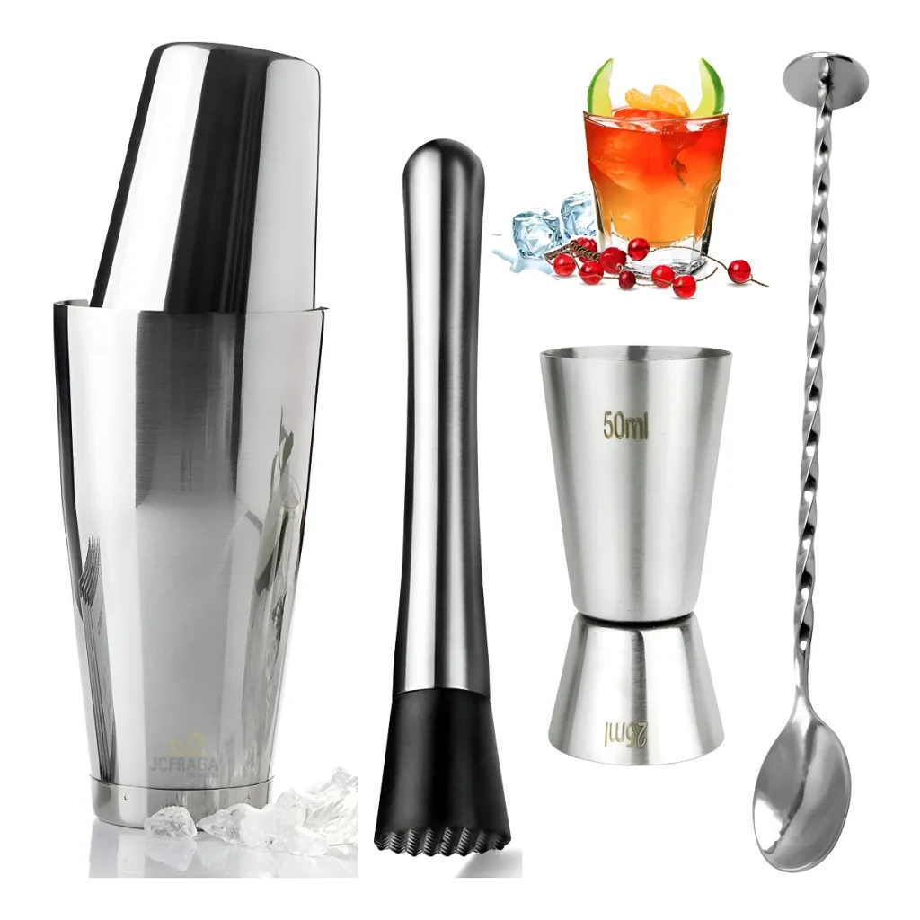 Kit Barman Coqueteleira Boston 820 Ml Profissional Drink Bar Cor Prateado Kit Barman Coqueteleira Boston 820 Ml Profissional Drink Bar Cor Prateado