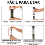 Kit Bomba A Vácuo Para Vinho Com 2 Rolhas Tampa Garrafa Inox