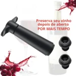Kit Bomba A Vácuo Para Vinho Com 2 Rolhas Tampa Garrafa Inox