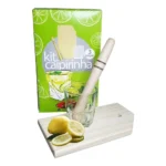 Kit Caipirinha Com 3 Peças Copo De Vidro Mini Tábua Socador