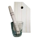 Kit Caipirinha Com 3 Peças Copo De Vidro Mini Tábua Socador