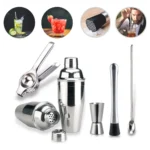 Kit Caipirinha Profissional Coqueteleira + 5 Peças Inox Bar