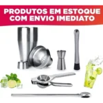 Kit Caipirinha Profissional Coqueteleira + 5 Peças Inox Bar