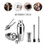Kit Caipirinha Profissional Coqueteleira + 5 Peças Inox Bar