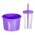 Kit 20 Copos Twister 500ml + 20 Baldes Pipoca 1,5l - Cinema Cor Lilás