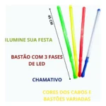 Kit 10 Bastao Led Plastico Pisca Festa Balada Algodão Doce