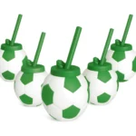 Kit 10 Copos Formato Bola Futebol Canudo Festas Lembrancinha