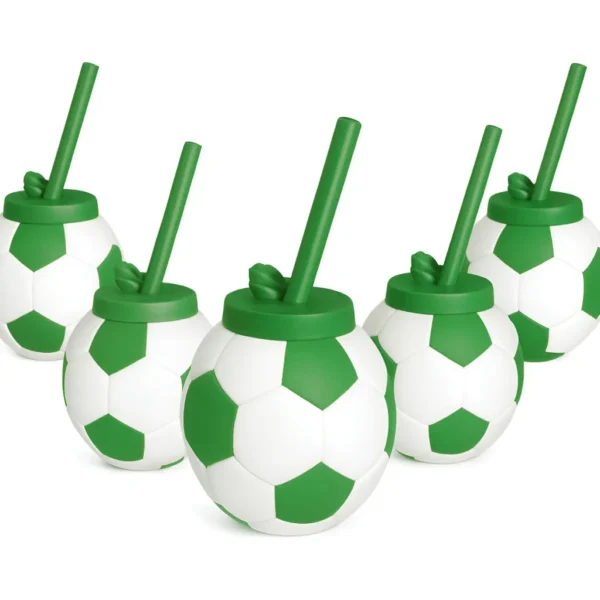 Kit 10 Copos Formato Bola Futebol Canudo Festas Lembrancinha