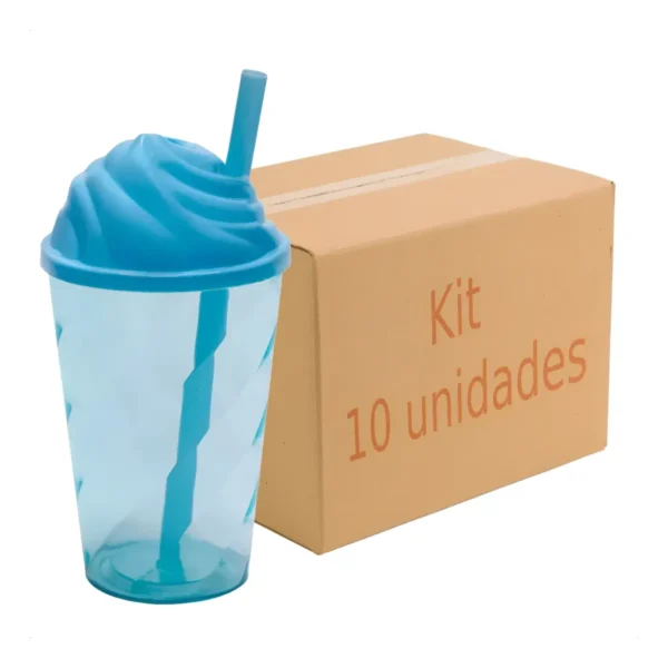 Kit 10 Copo Twister 300 Tampa Chantily Canudo Atacado Varejo