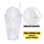 Kit 10 Copo Twister 300 Tampa Chantily Canudo Atacado Varejo