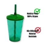 Kit 10 Copos Twister 300ml Liso Tampa Canudo Atacado Varejo