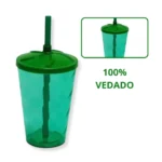Kit 10 Copos Twister 300ml Liso Tampa Canudo Atacado Varejo