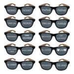 Kit 10 Óculos De Festa Bambu Escuro Frases De Casamento