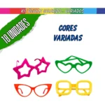 Kit Com 10 Óculos Divertidos Coloridos Para Festa E Balada