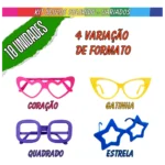 Kit Com 10 Óculos Divertidos Coloridos Para Festa E Balada
