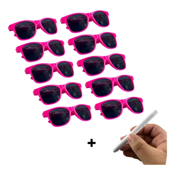 Kit 10 Óculos Festa Evento Balada + Caneta Giz Branco Top