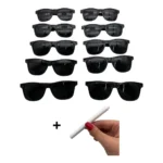 Kit 10 Óculos Preto Festa Evento Balada + Caneta Giz Branca
