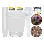 Kit 100 Copinho Potinho 25ml Brigadeiro Docinho + 100 Colher