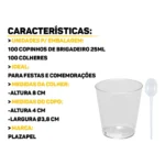 Kit 100 Copinho Potinho 25ml Brigadeiro Docinho + 100 Colher