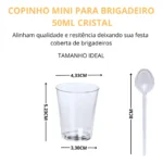 Kit 100 Copinho Tacinha 50ml Acrilico Brigadeiro Com Colher