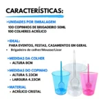Kit 100 Copinho Tacinha 50ml Acrilico Brigadeiro Com Colher