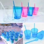 Kit 100 Copinho Tacinha 50ml Acrilico Brigadeiro Com Colher