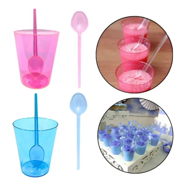 Kit 100 Copinho Tacinha 50ml Acrilico Brigadeiro Com Colher
