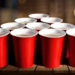 100 Copos Americano Descartável 440ml Beer Pong Vermelho Red Vermelho