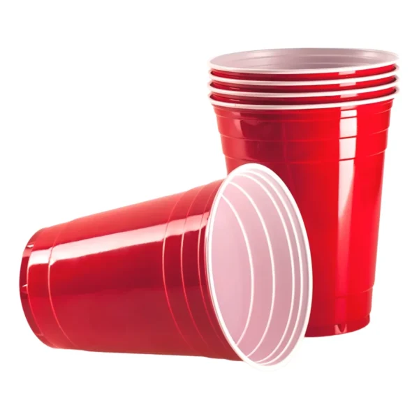 100 Copos Americano Descartável 440ml Beer Pong Vermelho Red Vermelho