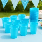 Kit 100 Copo Descartável Plástico Azul Claro 200ml