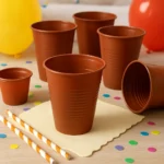 Kit 100 Copo Descartável Plástico Marrom 200ml