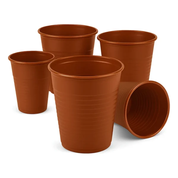 Kit 100 Copo Descartável Plástico Marrom 200ml