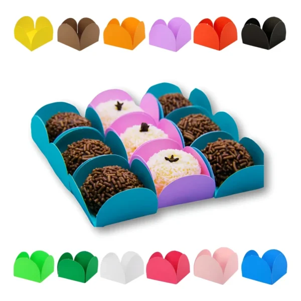 100 Forminhas Doces Porta Forminha 4 Pétalas Brigadeiro